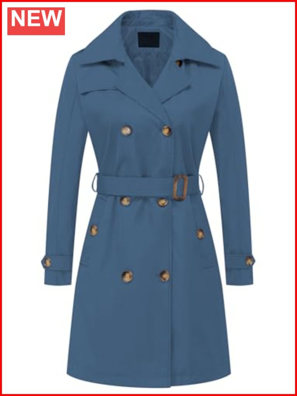 Women's Double Breasted Long Trench Coat Belted Overcoat with Detachable Hood